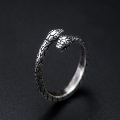 925 Silver Cool Style Snake Head Vintage Ring For Men And Women