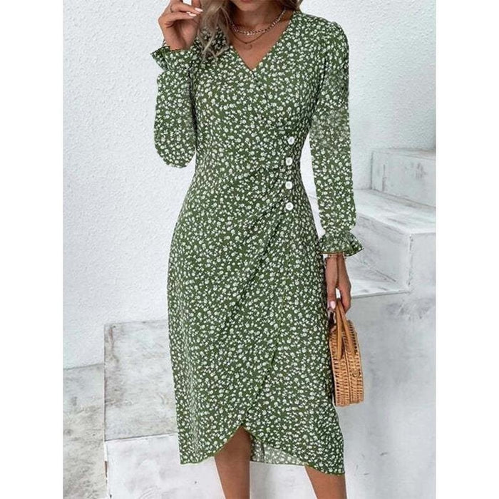 Women's Fashion Puff Sleeve Irregular Dress