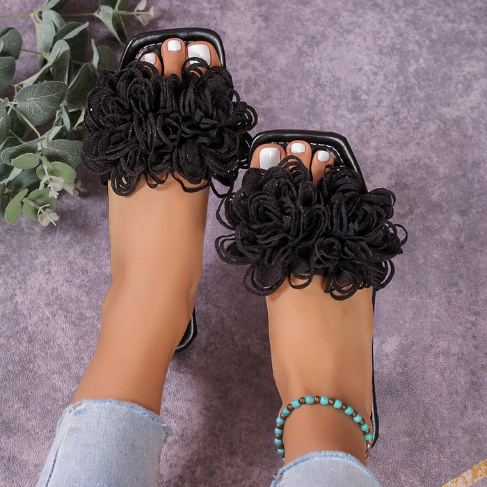 Fashion Flower Flat Slippers For Women