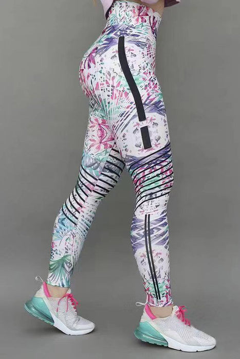 Slim-fit Printed Trousers Yoga Pants