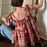 Women's Lace Up Sleeveless Loose Plaid Vest