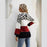 European And American Stitching Leopard Print Plus Size Crew Neck Pullover Sweater