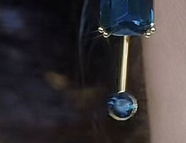 Blue Square Crystal Earrings Special-interest Design