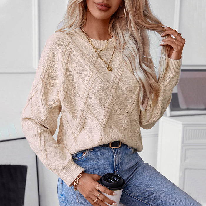 Diamond Pullover Women's Loose Round Neck